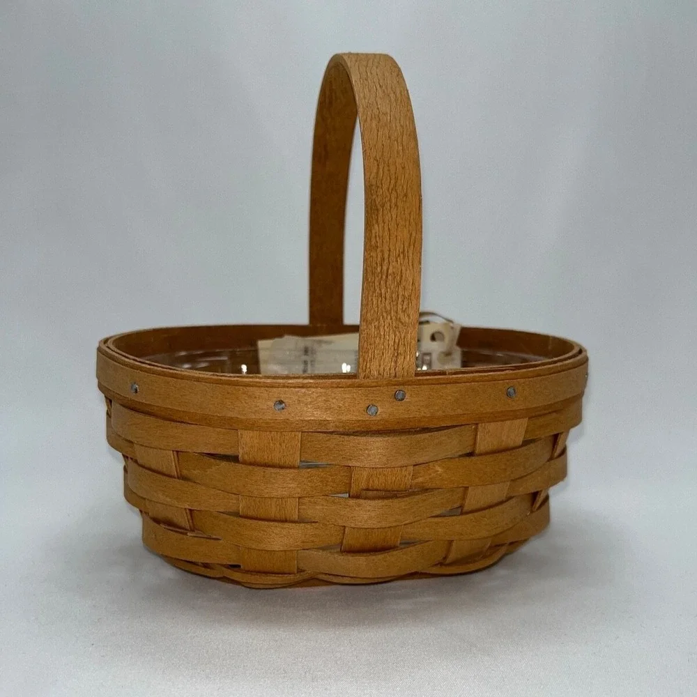 Longaberger Small Oval Gift Basket Plaid Liner Protector Warm Brown 2009